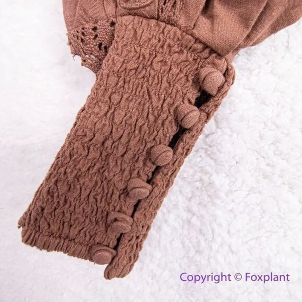 NEW Free‎ People Intimately Brown Regina Boho Long Sleeve Bodysuit, S